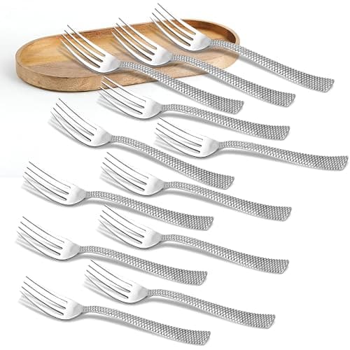 Parage 12 Pieces Stainless Steel Table Forks Set for Home & Kitchen, Fruit Fork, Dining Table, Shiny and Sturdy Handle Fork, Dining Tableware Set, Silver