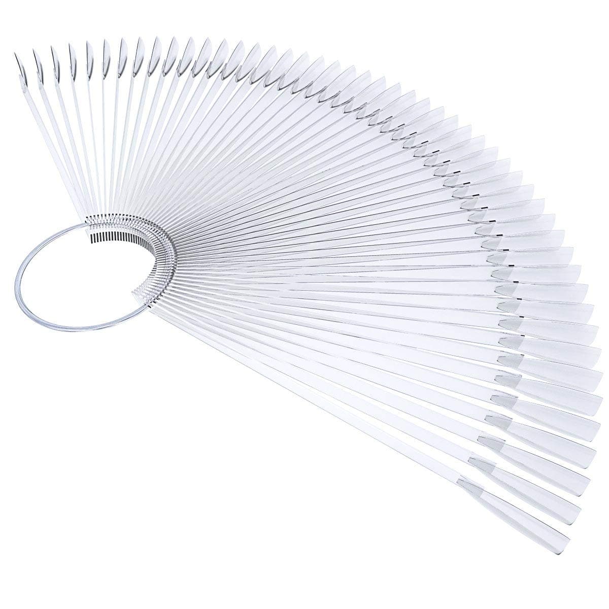 2 Set 100 Tips Clear Nail Art Swatches Sticks Polish Board Display Practice Sticks Tool Transparent Fanshaped Nail Art Tips False Nail Sticks with Metal Screw Ring Plastic Christmas Gift