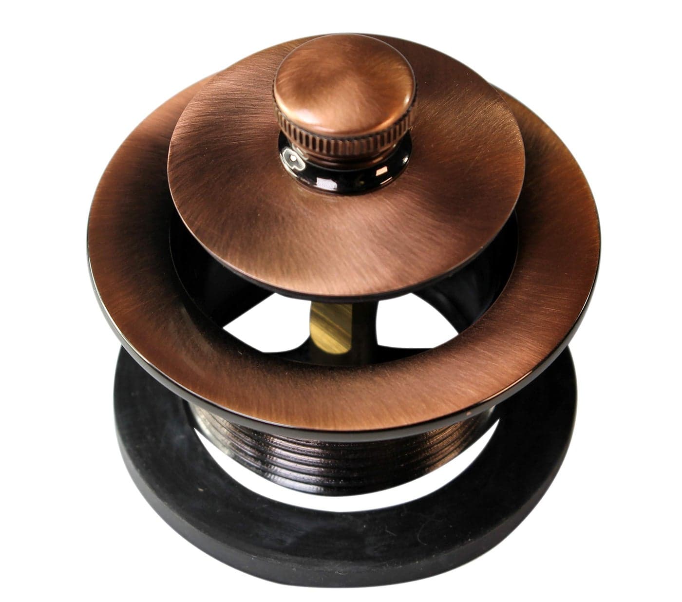 Westbrass D331-11 1-1/2" NPSM Twist & Close Bathtub Drain Plug, Coarse Thread, Antique Copper