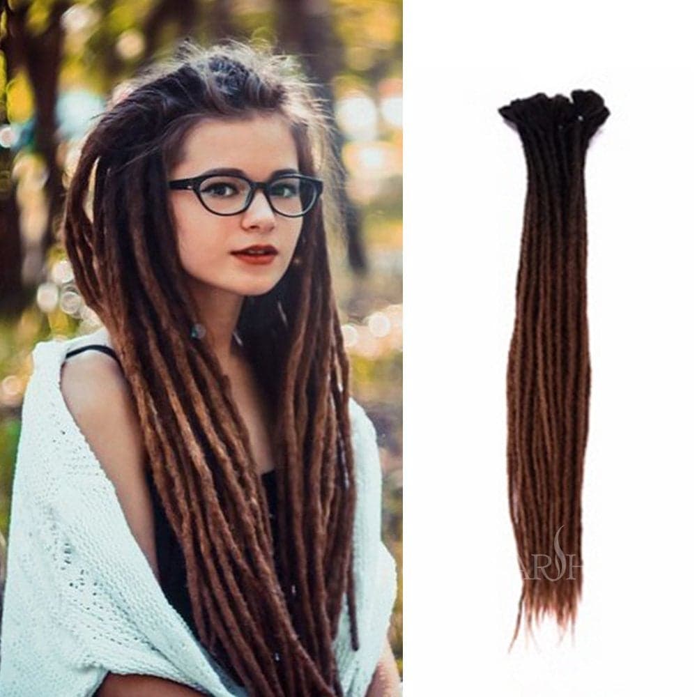 Dsoar 24 Inch Ombre Dreadlock Extensions Handmade Synthetic Dreads 10 PcsPack Crochet Reggae Locs ExtensionsOmbre Black and Dark Brown
