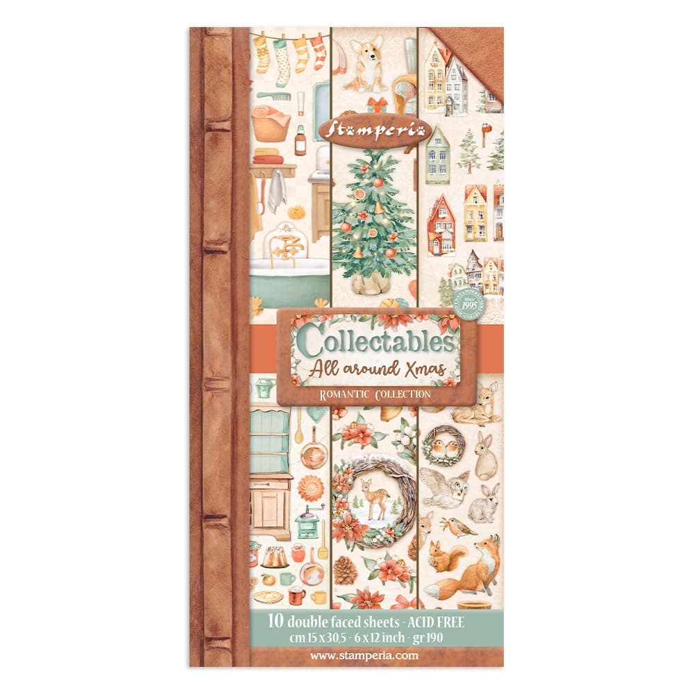 Stamperia Collectables 10 Sheets 15x 305cm 6x12 All Around Christmas Paper 0 One Size