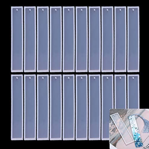 20 Pack Rectangle Silicone Bookmark Mold, DIY Bookmark Mould Making Epoxy Resin Jewelry DIY Craft Transparent Resin Mould Student Gift, 5.5 Inch
