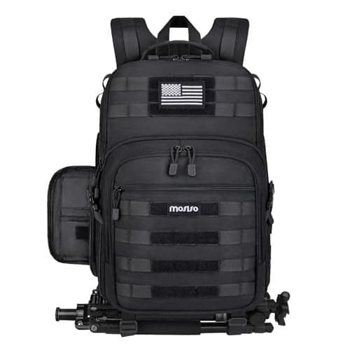 MOSISO Camera Backpack DSLRSLRMirrorless Tactical Camera Bag Case with Laptop Compartment Compatible with CanonNikonSony Black
