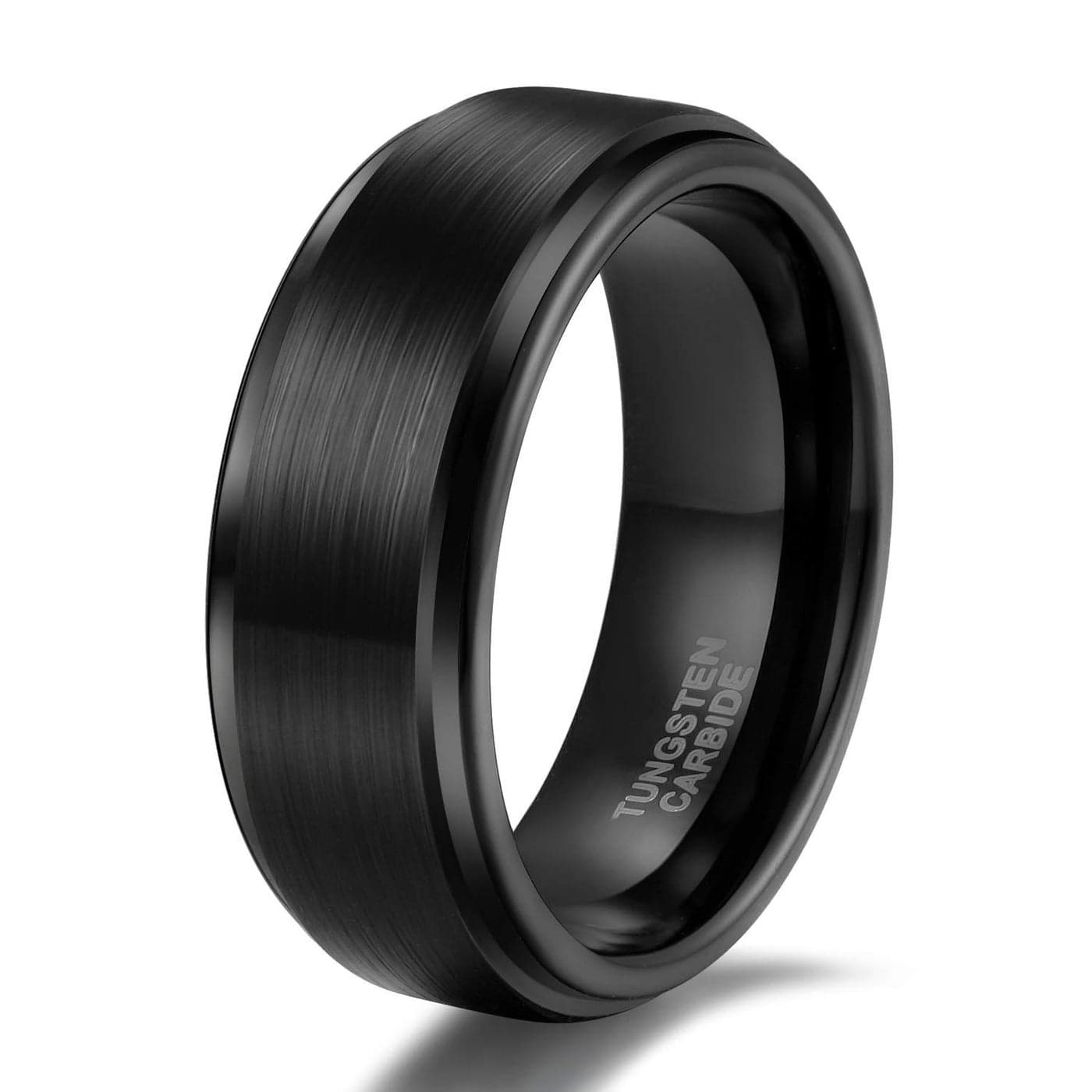 TRUMIUM Wedding Rings for Men Women 8mm Black Tungsten Wedding Bands Engagement Promsie Rings Matte Finished Comfort Fit Size 8