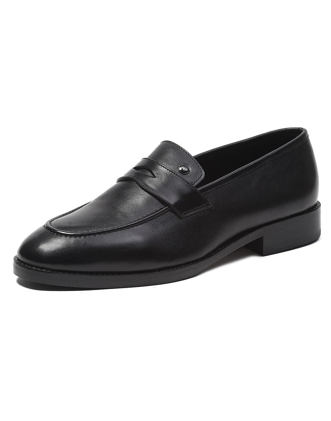 Monte Carlo Mens Black Solid Slip on Genuine Leather Penny Loafers (201828FW-2-8)