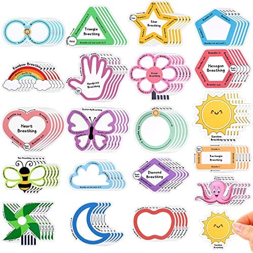 Crtiin 100 Pack Sensory Strips Anxiety Mindfulness Breath Calm Stickers Adhesive Texture Rough Tactile Fidget Tape for Mental Health Relief Anti Stress StickersLovely