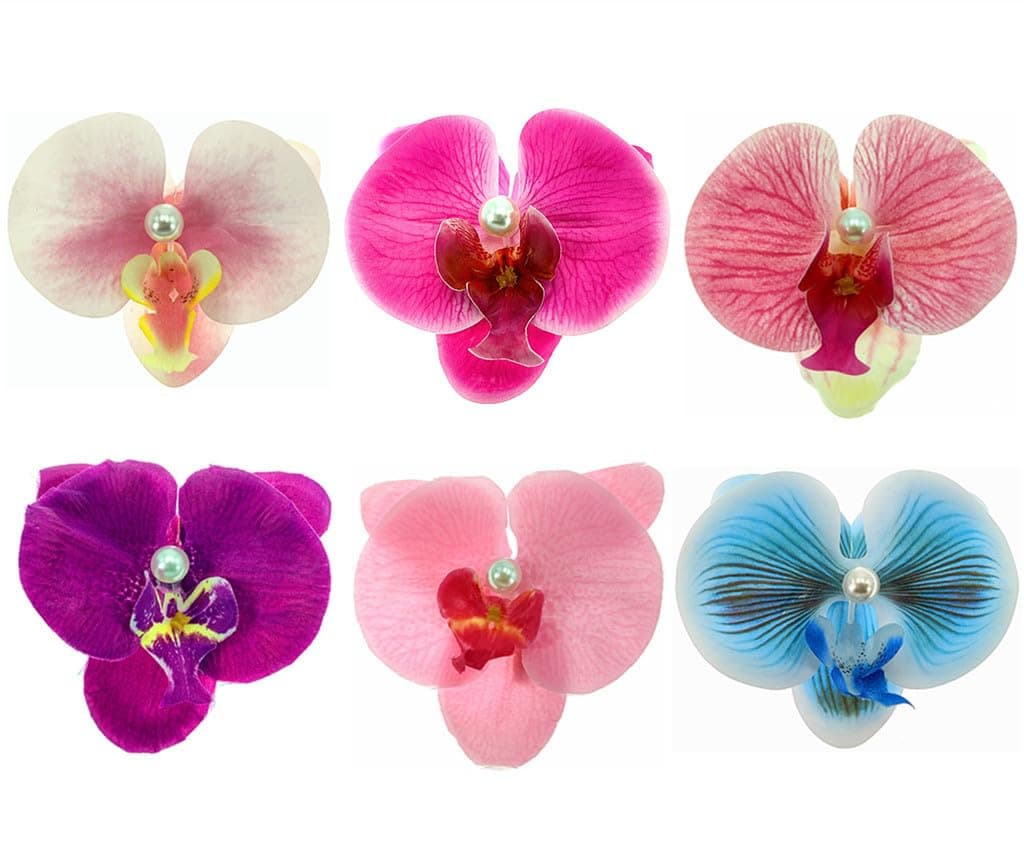 ALIMITOPIA Flower Hair Clip Bohemia Hawaiian Fabric Artificial Moth Orchid Flower Alligator Hair Clip Hairpin Barrette Headdress Bobby Pins Headwear Hair Accessories4 inches6pcs