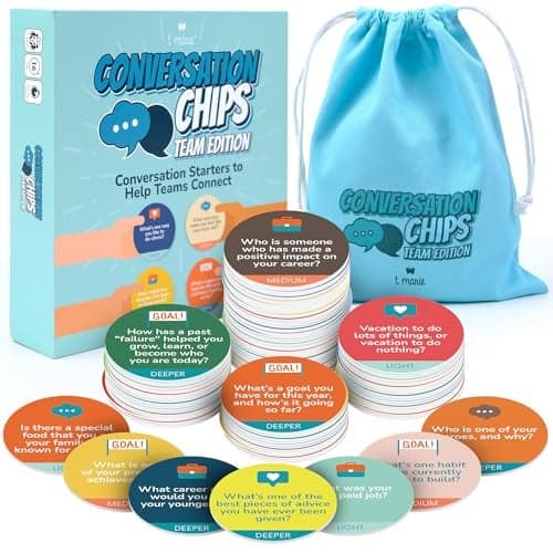 T MARIE Conversation Chips Team Building Game - Fun Ice Breaker for Work - Conversation Starters and Team Building Activity - 200 Prompts to Foster Team Bonding and to Get to Know Your Coworkers