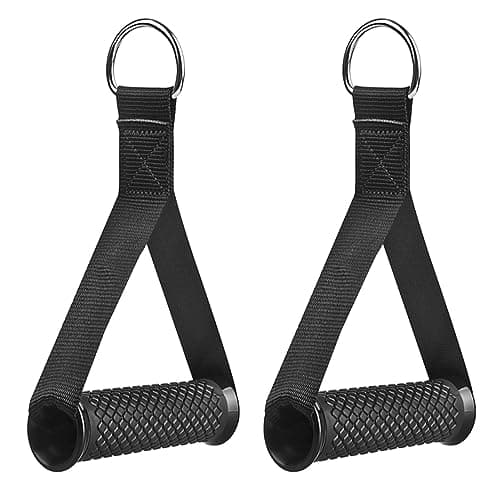 Shopoflux® Heavy Duty Handles with Solid ABS Cores and Welded D-Rings for Gym Machine, Resistance Band, Cable Machines (1 Pair) (Black)
