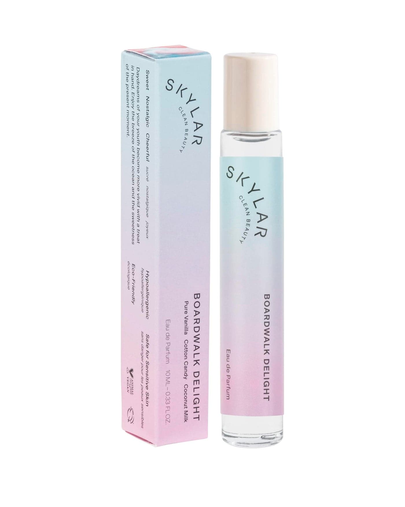 Skylar Boardwalk Delight Eau de Parfum - Hypoallergenic & Clean Perfume for Women & Men, Vegan & Safe for Sensitive Skin - Notes of Cotton Candy, Vanilla & Coconut Milk - 10mL /0.33 Fl oz