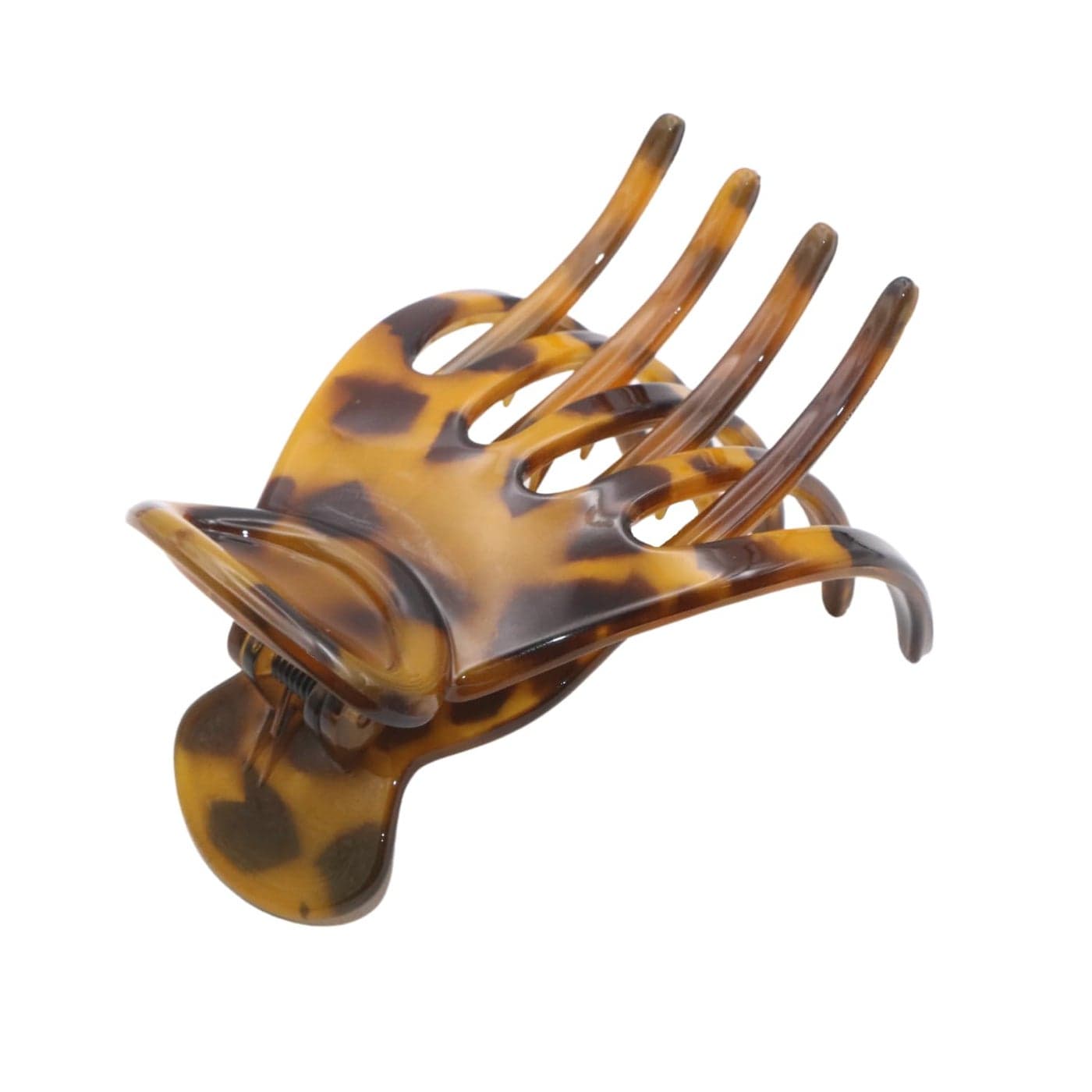 Parcelona French Basic Curved Paw Medium 3 14 Savana Brown Celluloid Side Slide In Jaw Yoga Hair Claw Wide Beak Hair Clip for Women and Girls Durable Stylish Women Hair Accessories Made in France
