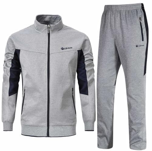 Rdruko Men's Tracksuit Sweatsuits 2 Piece Set Athletic Jogging Gym Activewear Sweat Track Suits Sets(Grey,US XXL)