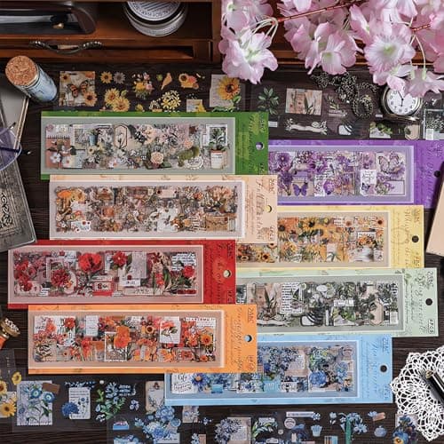 Ptyism 556 Pcs48 Sheets Stickers for ScrapbookingScrapbook Flower Stickers for Scrapbooking Art Journal Bullet Journal Accessories