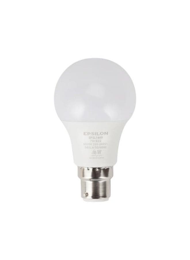 Epsilon 7W LED Bulb EPSL1449, Day Light 6500K 560 Lumens Energy Efficient B22 LED Light, Shockproof & Vibration Proof Bulb for Home & Office Use, White