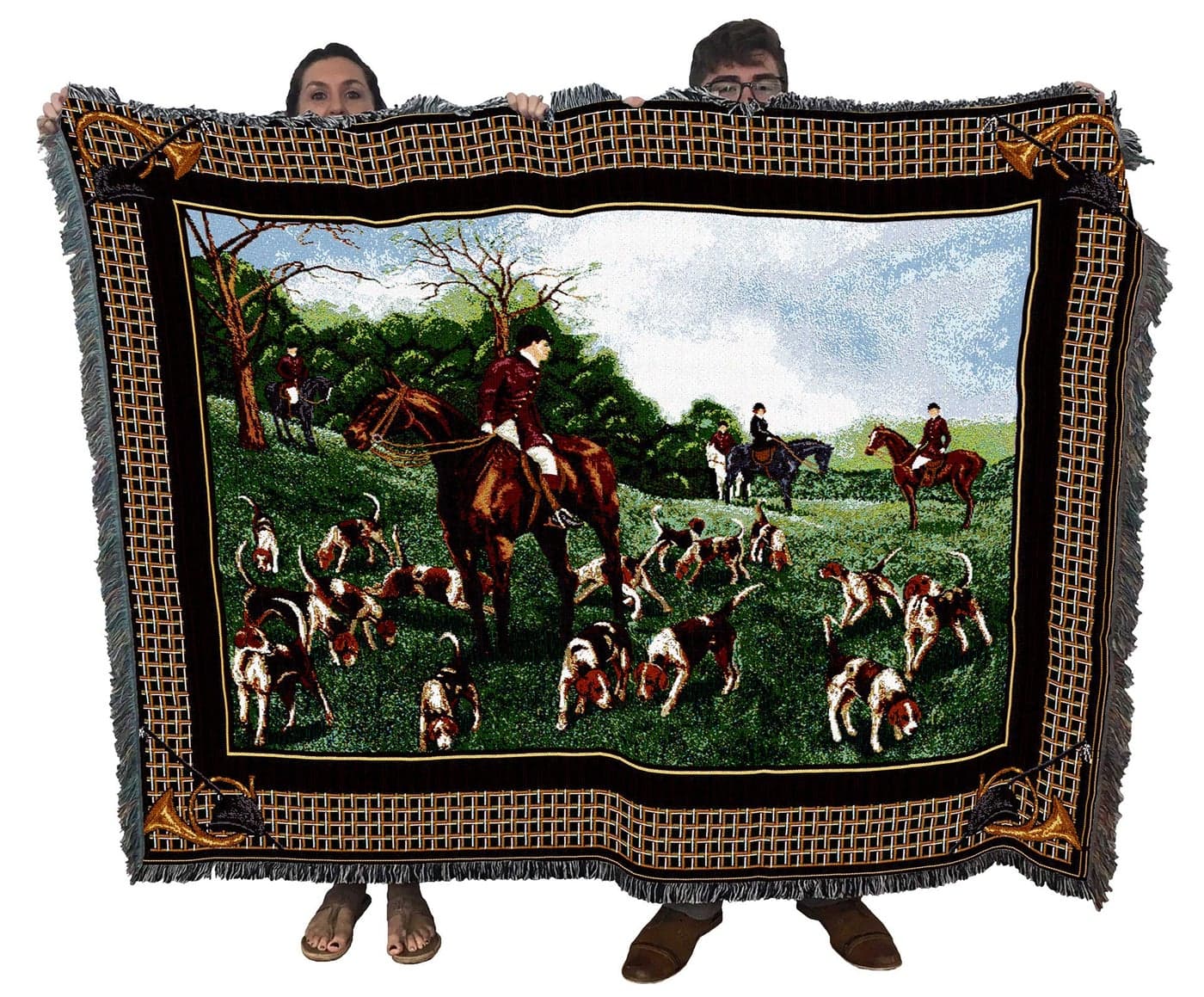 Pure Country Weavers The Fox Hunt Blanket Wildlife Lodge Cabin Gift Tapestry Throw Woven from Cotton Made in The USA 72x54
