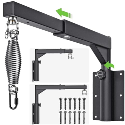 BeneLabel Wall Mount Heavy Bag Hanger with Spring and 360 Swivel 800 lbs Capacity Boxing Bag Bracket -Heavy Duty Punching Bag Hanging Kit with Adjustable Length and Height - Ideal for Home Gym