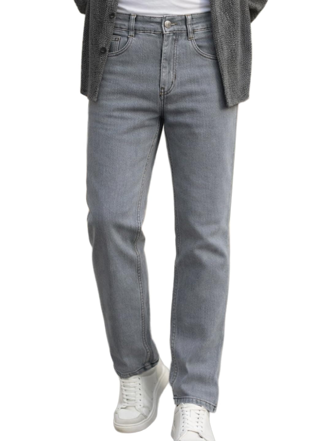 Urbano Fashion Men's Light Grey Regular Fit Washed Jeans Stretchable (epsreg-lgrey-34)