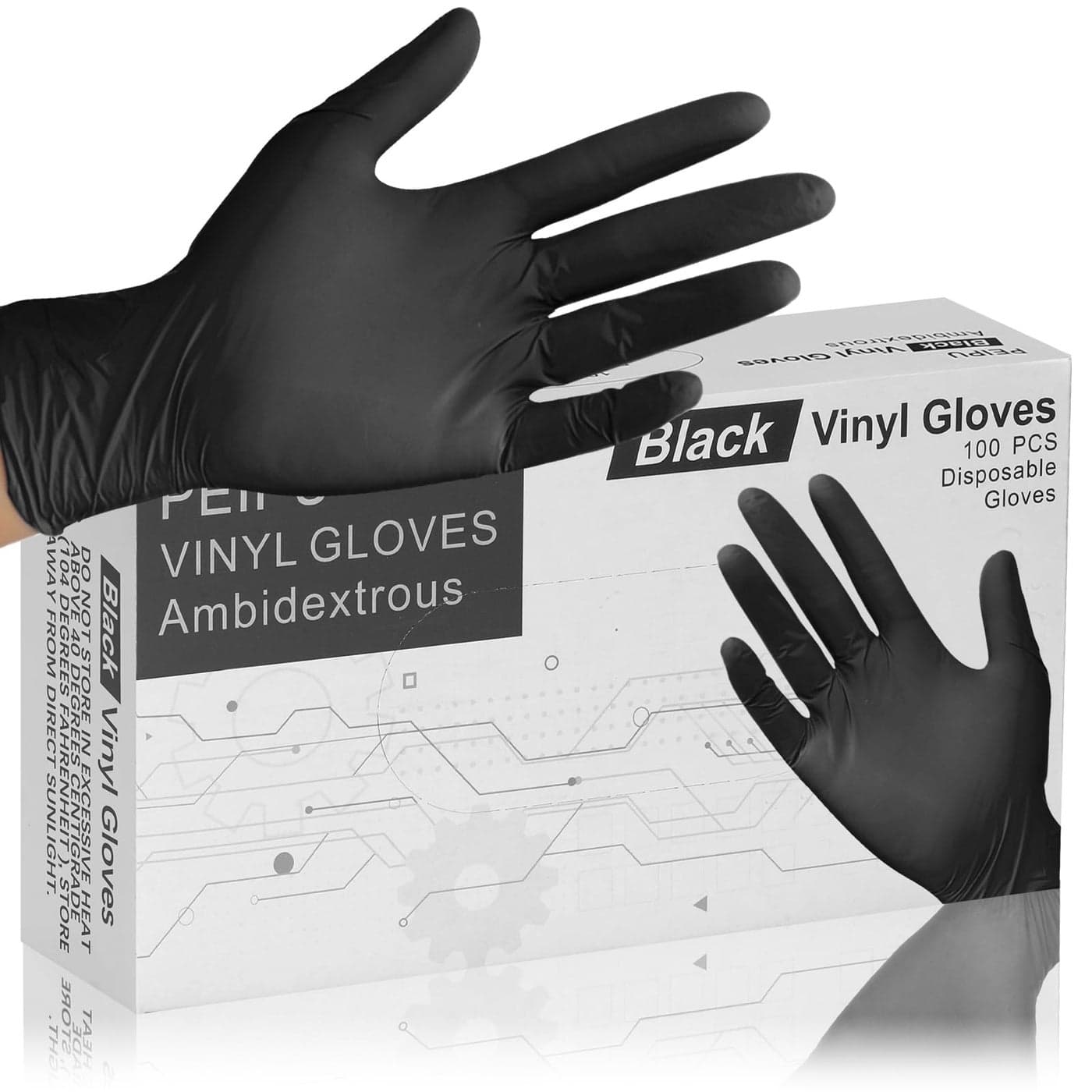 PEIPU Vinyl Disposable GlovesMedium100 PackPowder FreeCleaning Service Gloves Latex Free