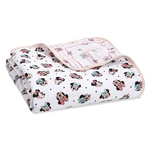 aden + anais Dream Blanket, Boutique Muslin Baby Blankets for Girls & Boys, Ideal Lightweight Newborn Nursery & Crib Blanket, Unisex Toddler & Infant Bedding, Shower Gifts, Minnie Mouse Rainbows