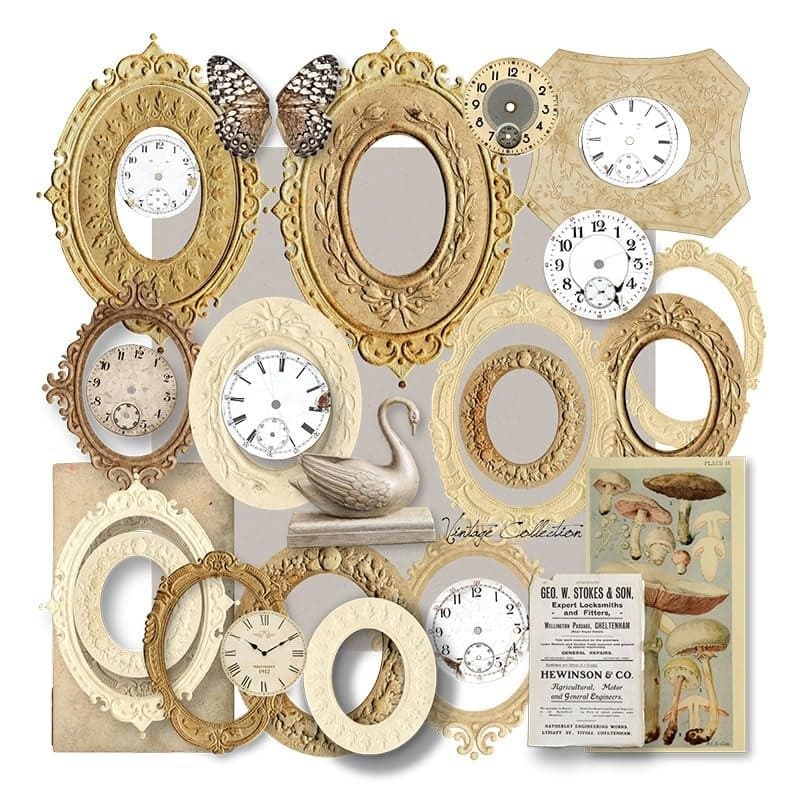 Vintage Junk Journal Items Kit Pre Cut Paper Cards Cutout Cardstock Art Aesthetic Decor Hollow Out Craft Elements Small Embellishments Supplies for Adults Scrapbook Pack Photo Frame Yellow