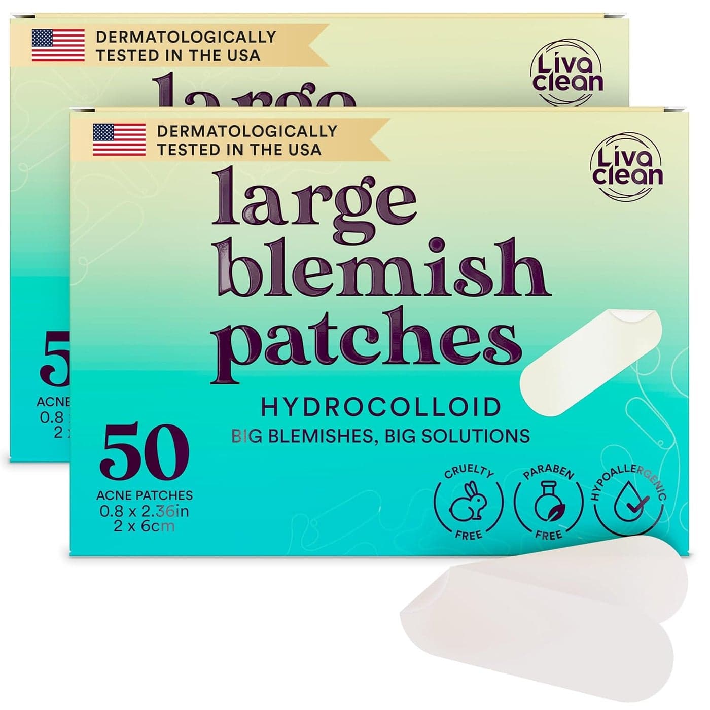 LivaClean LC Large Hydrocolloid Acne Patches for Pore Spots Nose Face Cystic Pimple Zit Patch Big Pimple Patches Hydrocolloid Bandages Strips Stickers Patch XL Large Acne