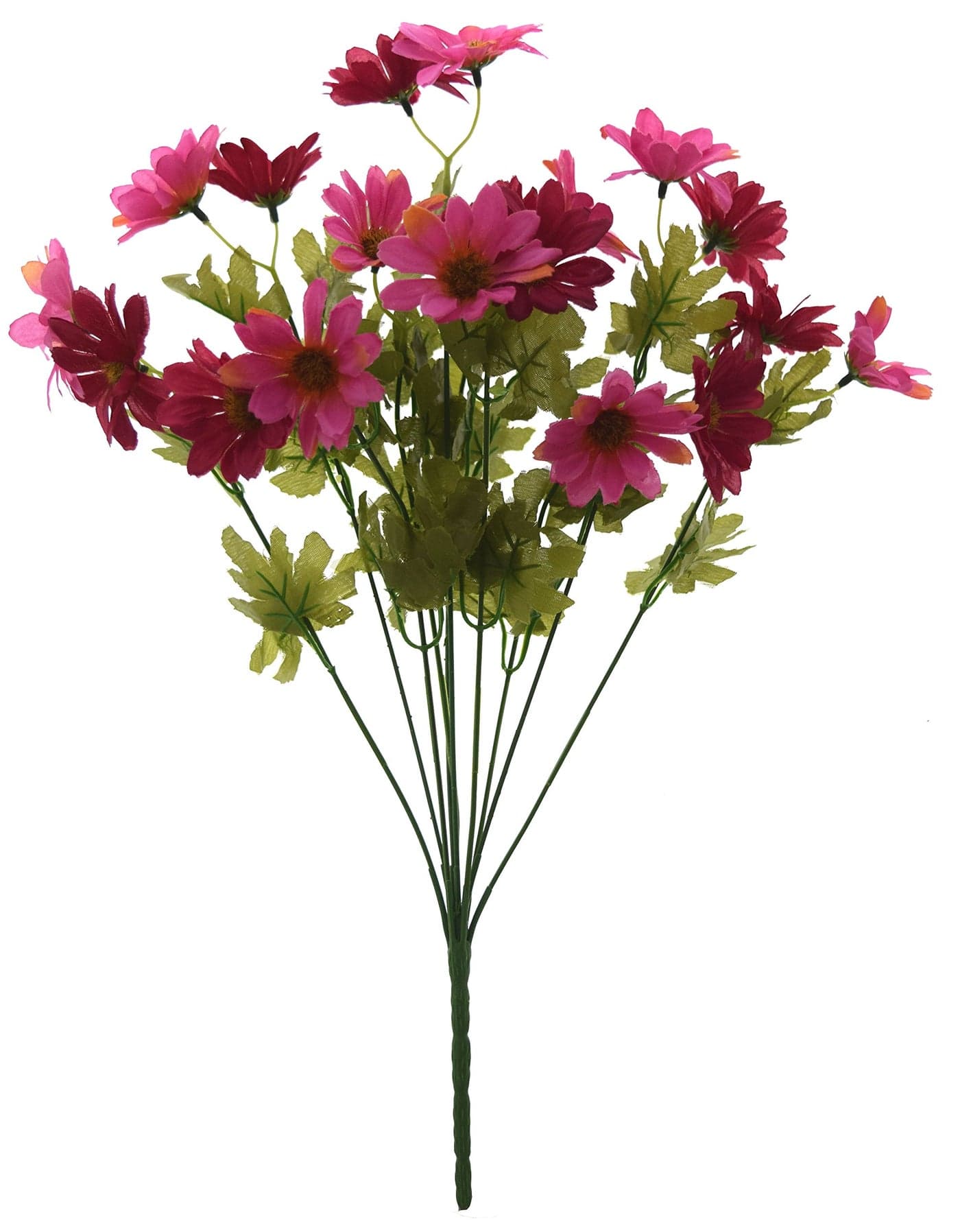 Fourwalls Synthetic Fabric Artificial Daisy Bunch (10 Branches, 20 Flower Heads, Pink and Red)