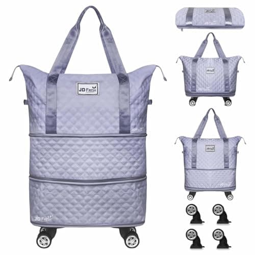 JD FRESH 2 Layer Nylon Duffle Trolley Bag for Traveling/Extendable Luggage with 4 Wheels/Waterproof Travel Bag/Convertible Luggages for Men and Women/Travelling Bags(Blue)
