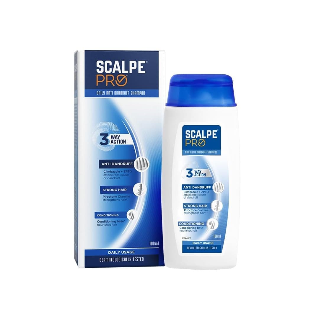 Scalpe Pro Daily AntiDandruff Shampoo Removes Dandruff from Source Helps with Itching Irritation Redness accompanying Dandruff Scalpe Science Climbazole ZPTO Formulation Strong Smooth Hair Daily Use Dermatologically Tested Solution For Women Men 100ml
