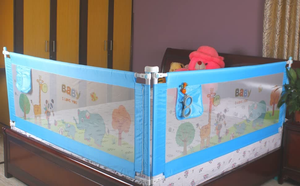 VIC Kid® Adjustable Baby Bedrail Guard Bed Fence (Pack of 2, 1.8 Baby 143,1.5 Baby 143)