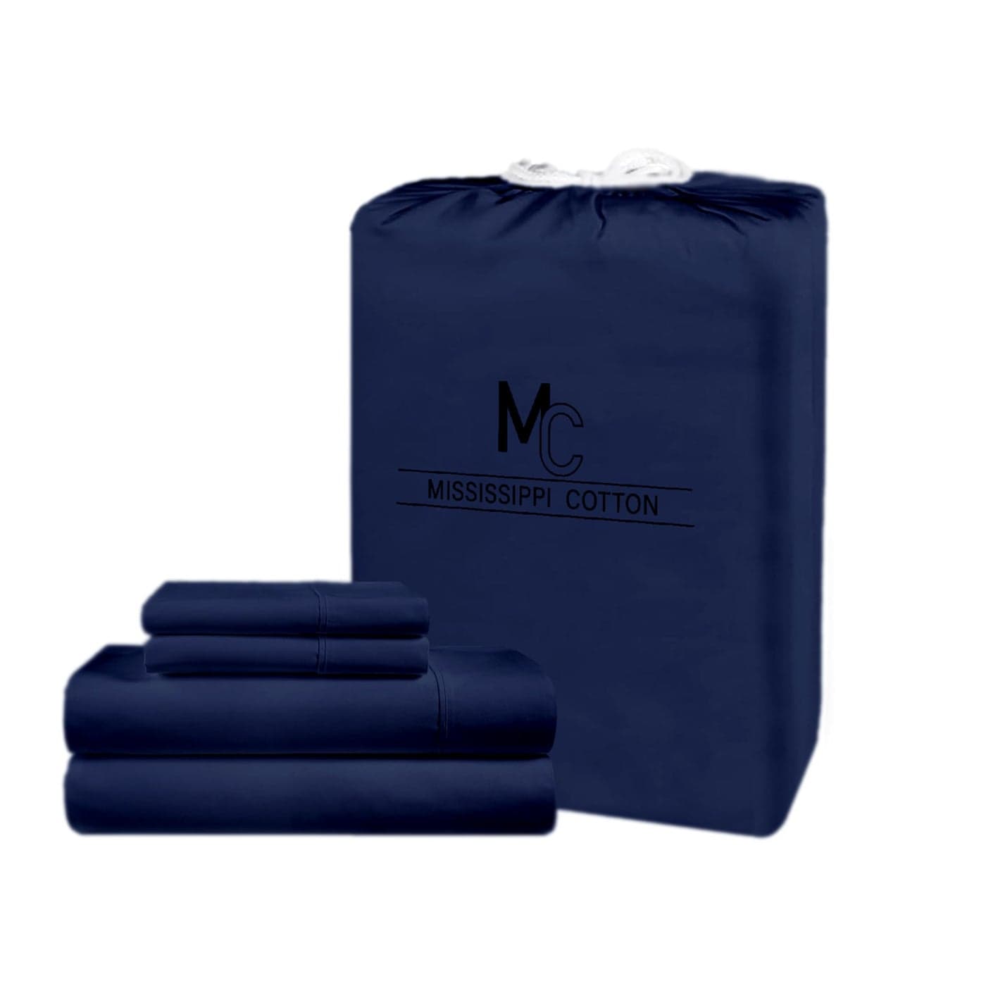Mississippi Cotton Luxury Egyptian Cotton Sheets 1000 Thread Count UltraSoft Breathable 18 Extra Deep Pocket Premium LongStaple Cotton Bedding 4Piece Set Twin XL Navy Blue