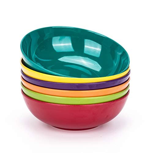 KOXIN-KARLU Melamine Bowls, 7.5-inch Pasta Bowls Salad Bowl, set of 6 in 6 Assorted Colors