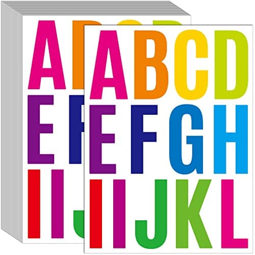 Waynoda 24 Sheets 2 Inch Self Adhesive Letters Stick on Vinyl Letters Capital Letter Stickers Alphabet Sticker Letter Number for Outdoor Poster Mailboxes Crafts