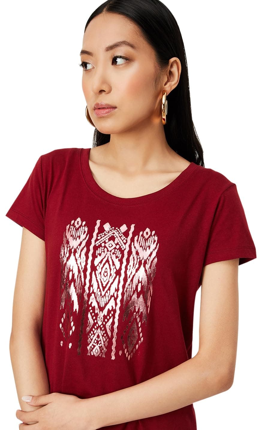 Max Women Cotton Graphic Printed T-Shirt (WI23CCP20MAROON)_XXL, Regular Fit