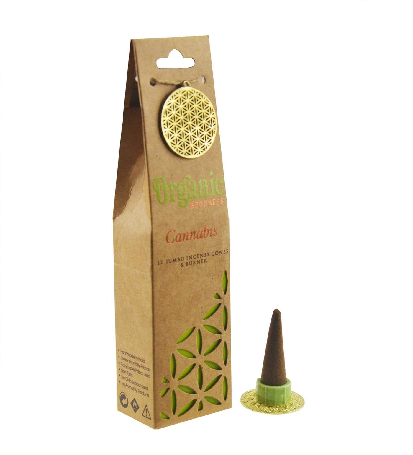 Song of India Organic Goodness Masala Incense Cones (Cannabis, 12 Cone with Ceramic Burner)