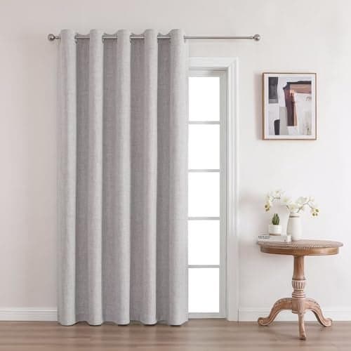 Joydeco Blackout Room Divider Curtains Extra Wide Sliding Door Drapes Living Room Curtains Greyish White 1 Panel 70W x 96L Inch Patio Door Drapes for Room Privacy