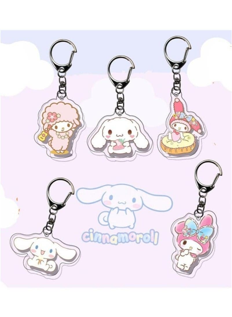 5 Pcs/Set Of Cute Cartoon Keychain Holder Keychain Car Keychain Phone Bag Hanging Decoration Children's Gift Pendant