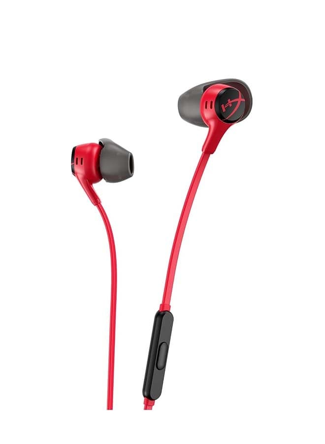 HyperX Cloud Gaming Earbuds II, In-Ear Gaming Headphones, Noise-Isolating Design, High-Quality Sound, built-in Mic, Comfort Fit, Compatible with PC, Console & Mobile, Red | 705L8AA