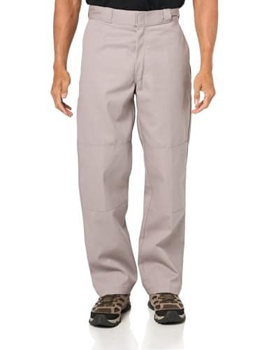 Dickies Men's Loose Fit Double Knee Work Pants – Durable Twill Utility Trousers for Construction & Warehouse, Silver Gray, 44W x 34L