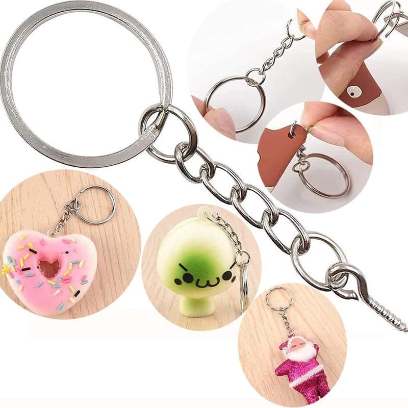 DIY Crafts Silver Key Chain Rings Kit, Keychain Rings with Chain and Jump Ring with Screw Eye Pins Bulk for Jewelry Findings Making - 1 Inch (Pack of 85 Pcs, Keychain Rings Screw Eye Mindi)