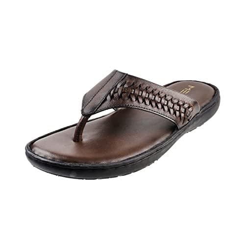 Metro Men's Brown Faux Leather Woven Comfy Stylish Chappal UK/9 EU/43 (16-793)