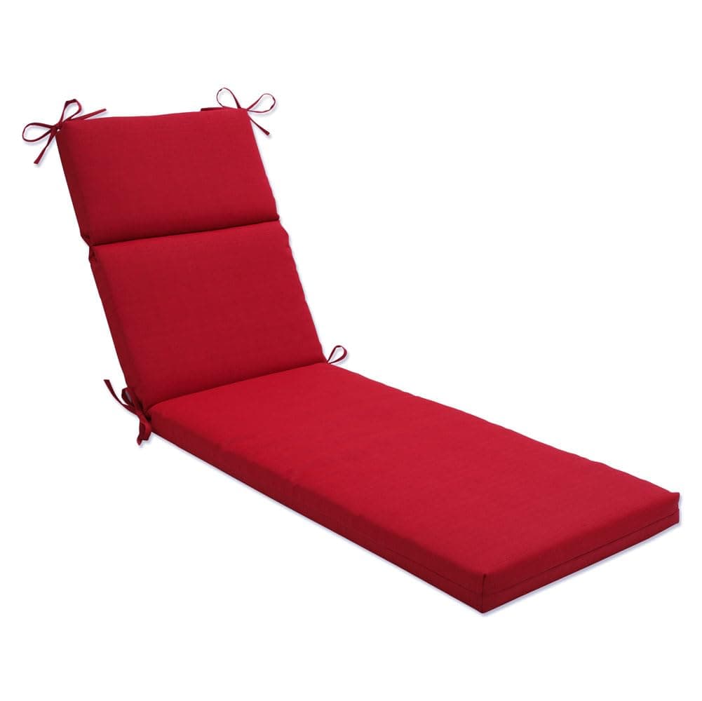 Pillow Perfect Monti Chino Solid IndoorOutdoor Patio Chaise Lounge Cushion Plush Fiber Fill Weather and Fade Resistant 725 x 21 Red