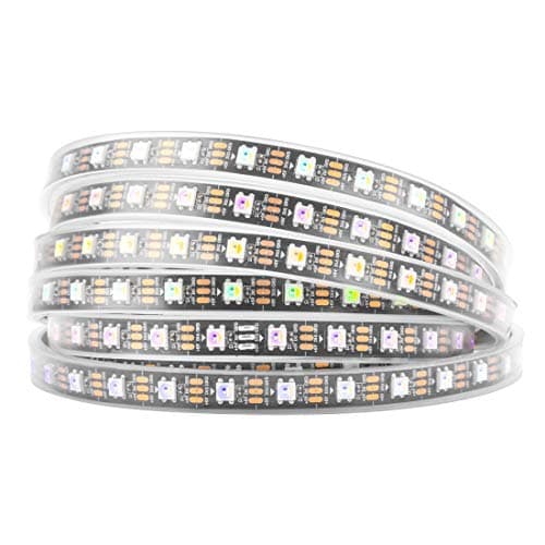 BTF-LIGHTING RGBW RGB+Warm White SK6812 (Similar WS2812B) 4 Colors in 1 LED Strip Individually Addressable 16.4ft 60Pixel/m 300LED Light Dream Color IP67 DC5V Black PCB (No Adapter or Controller)