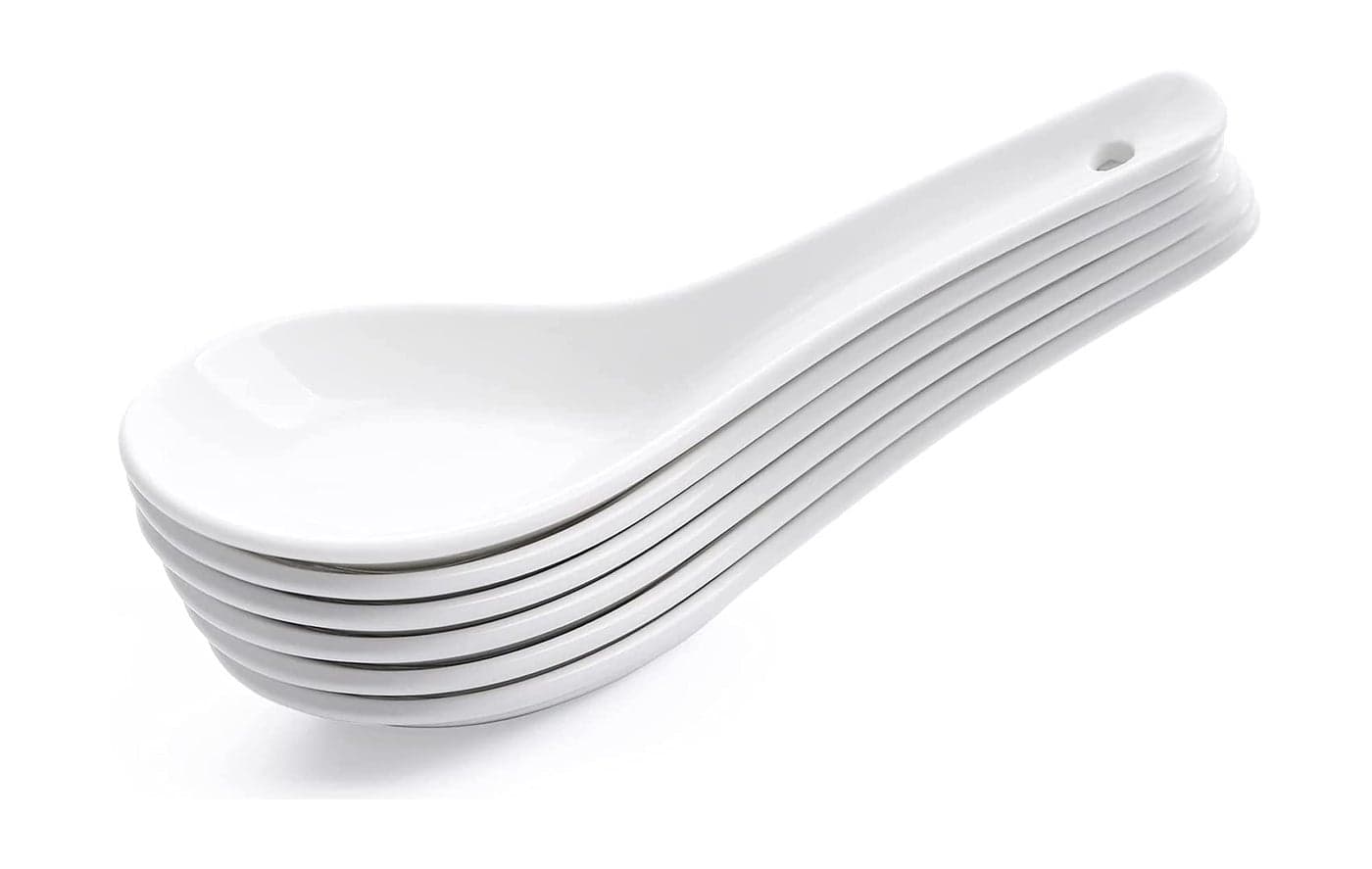 Tagrock Ceramic Soup and Dessert Spoon, Microwave Safe - Pack of 6 (White) - 13 Cm