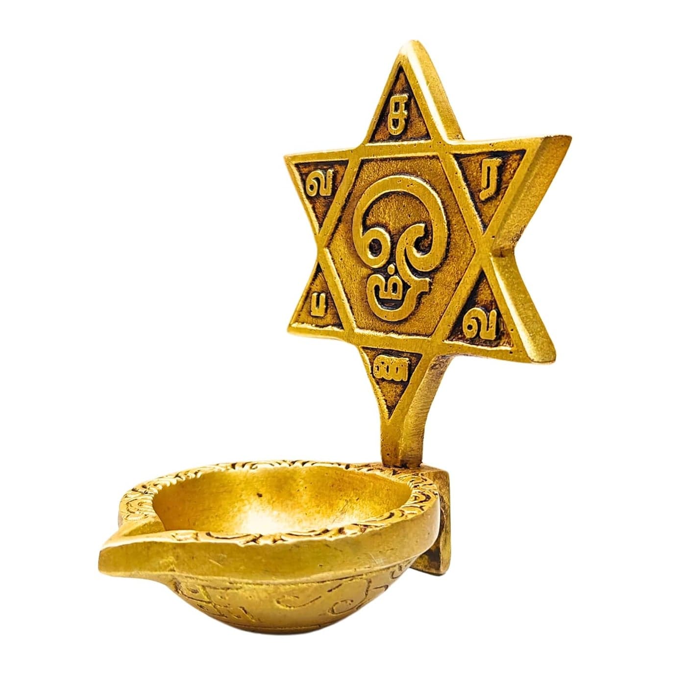 Aalayam Selveer Om Saravana Bhava Vilakku Saravanabava Vilakku 10 CM Height Brass Gold Colour 1 No