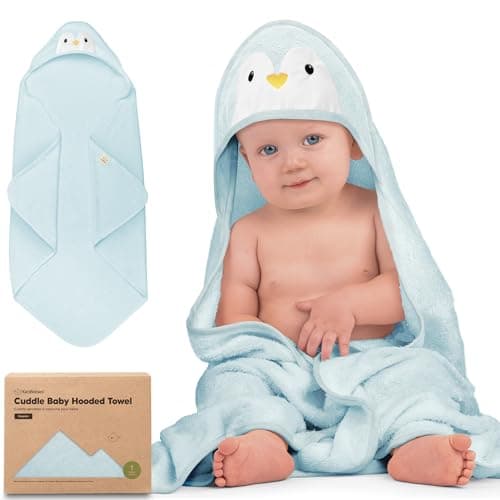 KeaBabies Hooded Baby Towel for Newborn Viscose Derived from Bamboo Large Baby Bath Towels with Hood for Boys Girls Toddler Extra Absorbent Soft Newborn Bath Essentials Penguin