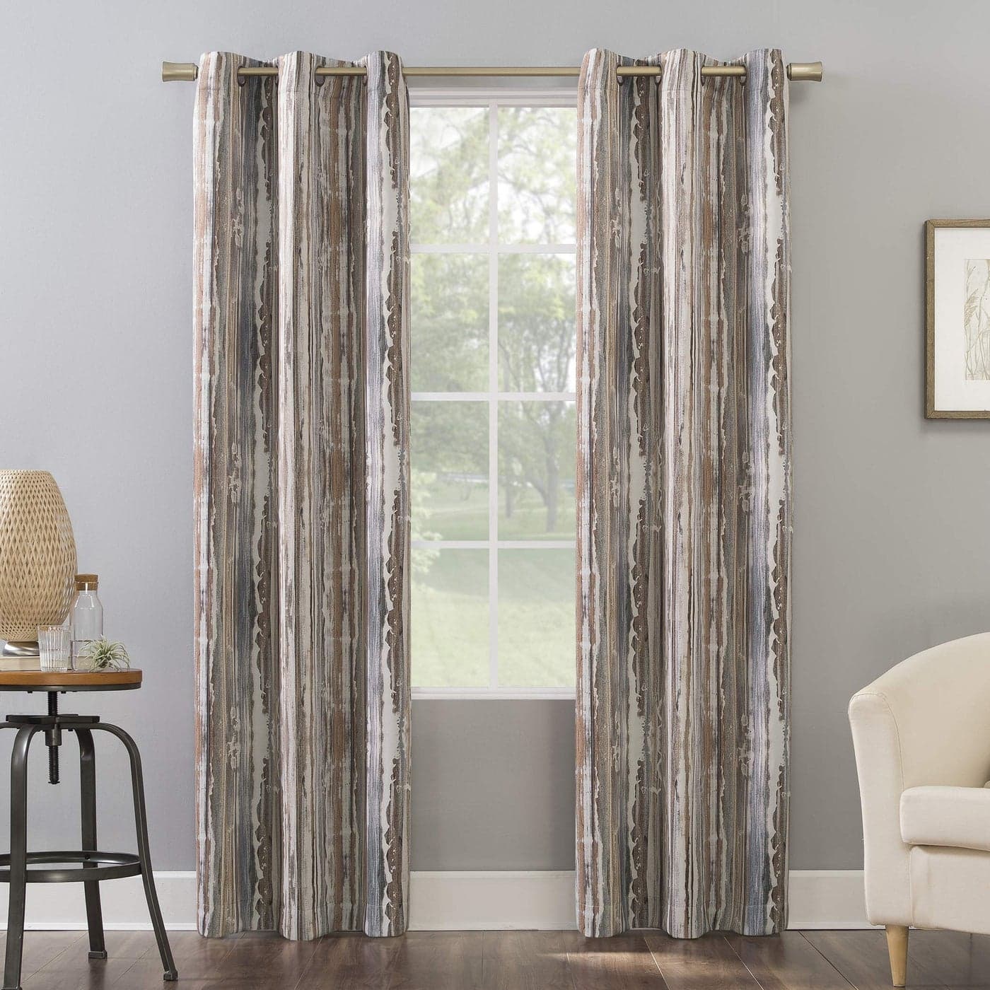 Sun Zero 56574 Artifact Abstract Painting Blackout Grommet Curtain Panel 40 x 84 Cedar Orange