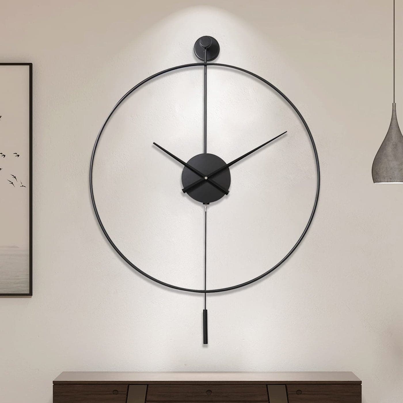 YISITEONE Classical Large Decorative Wall Clock with Pendulum Modern NonTicking Silent Metal Wall Clocks for Living Room Bedroom Study Office20