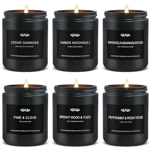 6 Pack Candles for Home Scented Aromatherapy Candles Gifts Set for Men, Men Candle Set, 42 oz 300 Hour Long Lasting Candles, Gifts for Mens, Birthday, Christmas, Anniversary Present