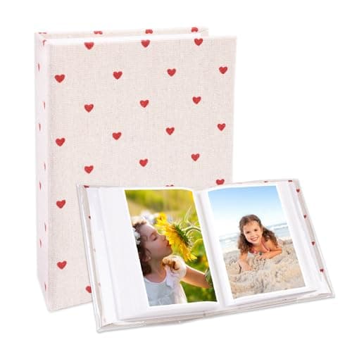 GINCEVHY Photo Album 100 Photos (4 x 6 Inch) - Portable Mini Linen Cover Scrapbook Album for Kids Birthday Family Wedding Anniversary Art & Craft Projects