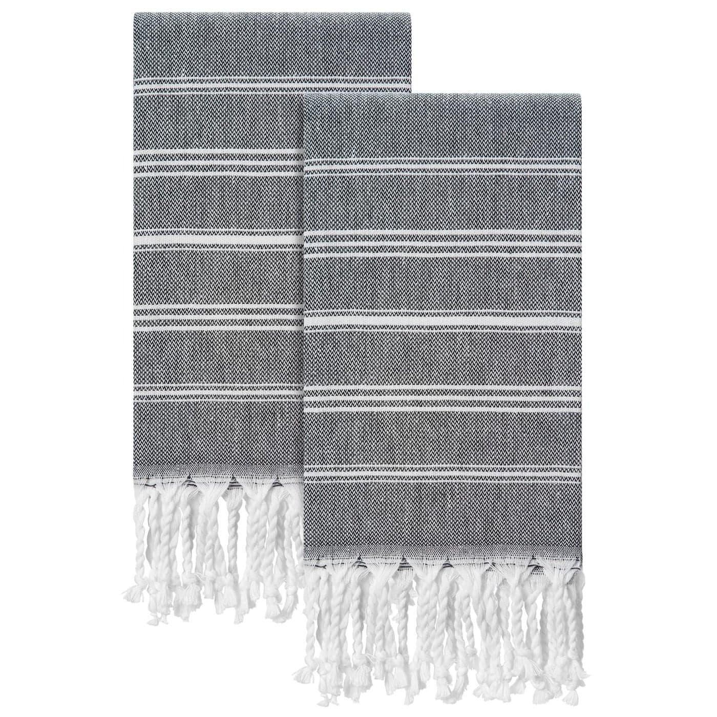 cabanana Hand Towels for Bathroom 2Pack20x30 Inch100 CottonTurkish Bathroom Hand TowelsSuper Absorbent QuickDry Soft for Bath Kitchen Spa Face Hair Dishcloth Black